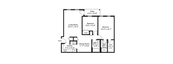 Two Bedroom Type B Floorplans at Blue Hills Village, Canton, 02021