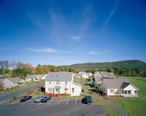Parking Lot And View Of Building Treehouse At Easthampton Meadow.