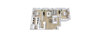 Three Bedroom Two Bathroom Floor Plan at Chapman House, E. Boston