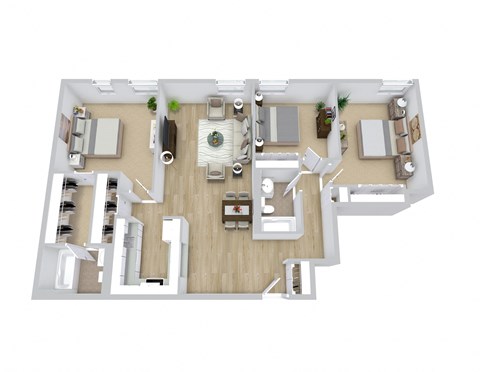 Three Bedroom Two Bathroom Floor Plan at Chapman House, E. Boston