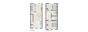 Two Bedroom One Bath Floor Plan. at Cornerstone Townhomes, New York, 14305