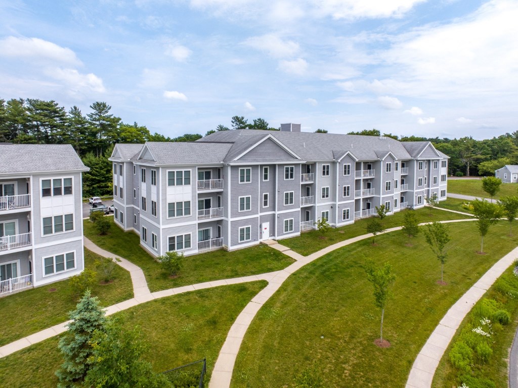 Aerial View of Apartment Kitchen at The Elm at Island Creek Village in Duxbury, MA.