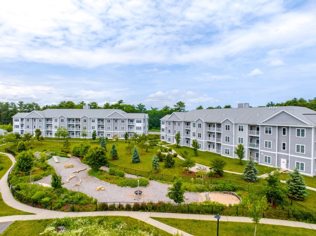 Aerial View of The Elm at Island Creek Village in Duxbury, MA.