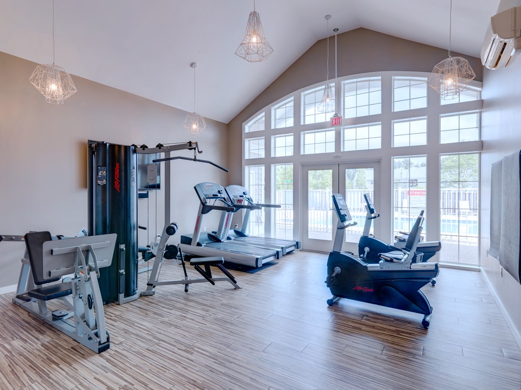 Fitness Center at The Elm at Island Creek Village in Duxbury, MA.