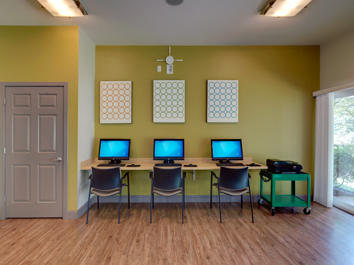 Community Room with Computers at Wilkins Glen, Medfield, MA, 02052