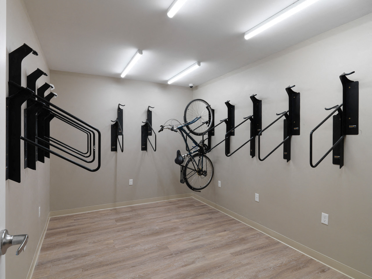 Bike storage at North Square Apartments at The Mill District in Amherst, MA
