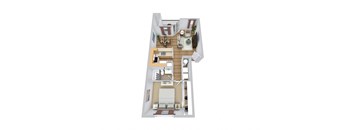 One Bedroom One Bathroom Apartment Floor Plan Layout  at Fisherman's Landing, Ormond Beach FL.