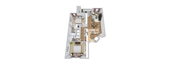 Two Bedroom Two Bathroom Apartment Floor Plan Layout at Fisherman's Landing Ormond Beach FL.