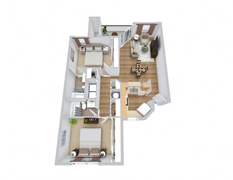 Two Bedroom Two Bathroom Apartment Floor Plan Layout at Fisherman's Landing Ormond Beach FL.