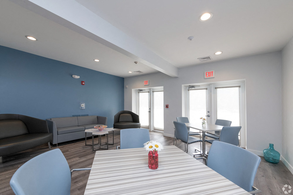 Brightly Decorated Leasing Office at Blue Hills Village in Canton, MA.