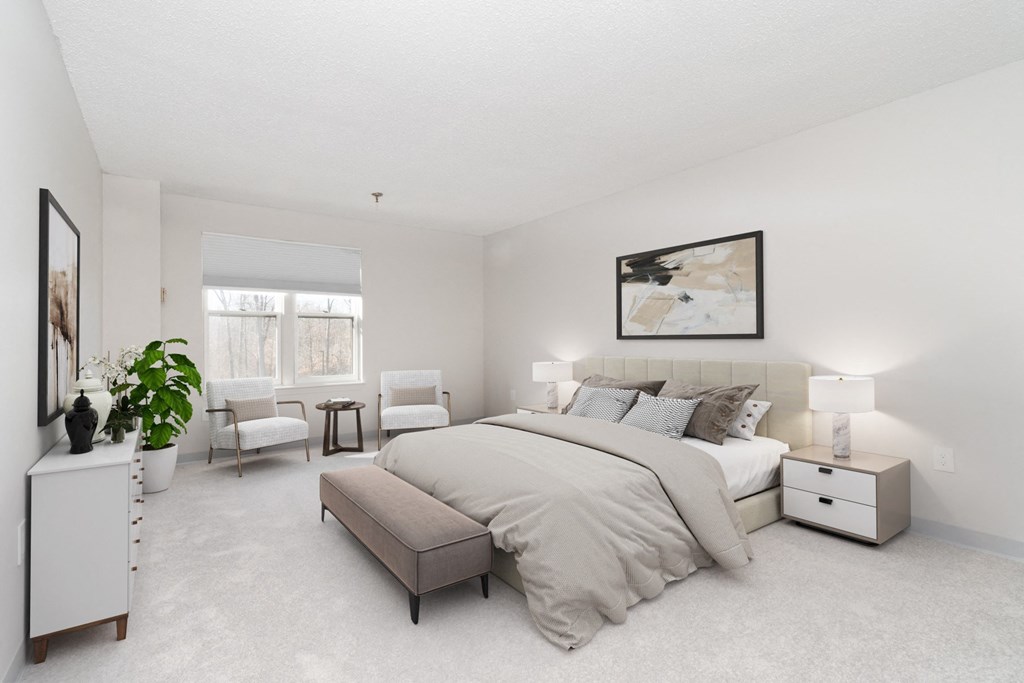 Spacious Bedroom With Carpet at Ship's Watch Apartments, Massachusetts