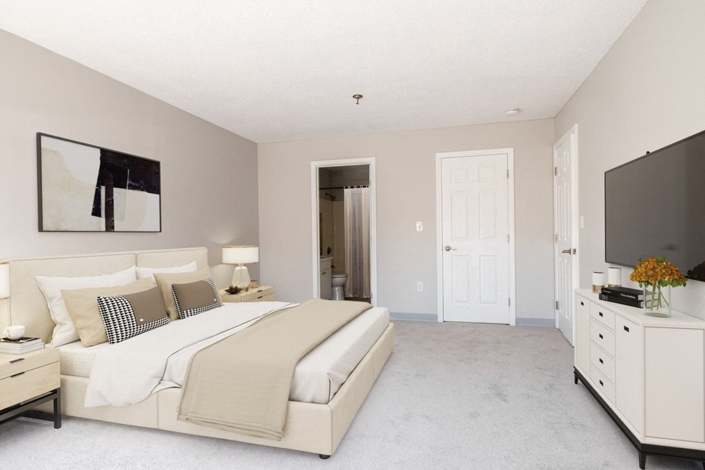 Spacious Bedroom With Carpet And Large Closet for Storage at Ship's Watch Apartments, Fall River