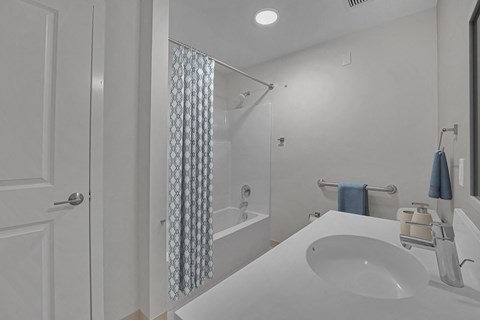 The Carina Pittsburgh PA Bathroom With Bathtub And Shower.
