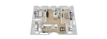 Two Bedroom Two Bathroom Floorplan Layout A.at Mill House Apartments, Greenfield, 01301