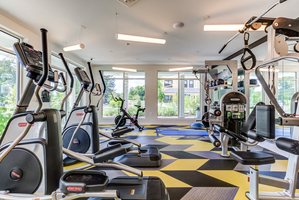 Fitness Center with Peloton at North Square Apartments in Amherst, MA