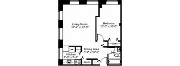 one-bedroom-floorplan at Whittier Terrace, Worcester, 01609