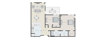 Two Bedroom One Half Bath Floor Plan. at Pondside at Littleton, Littleton, MA