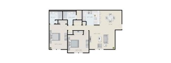 Two Bedroom Two Bath Floor Plan A at  Pondside at Littleton at Pondside at Littleton, Littleton, Massachusetts