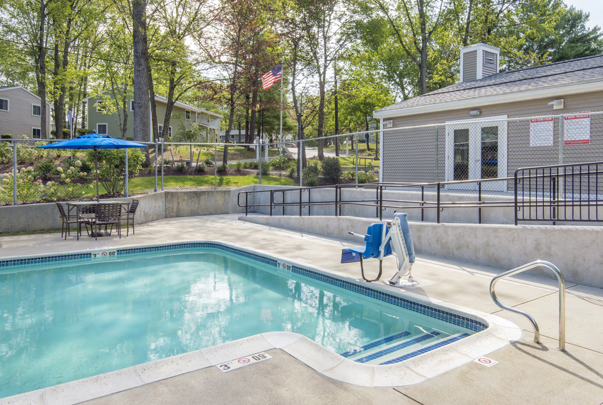Outdoor Swimming Pool with Handicap Access at Palmer Green Estates in Palmer, MA.