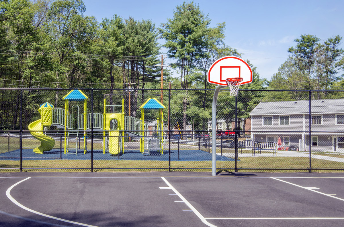 Basketball Court and Playground at Palmer Green Estates in Palmer, MA.