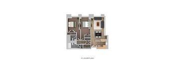 2 Bed 1.5 Bath Floor Plan at Royal Worcester Apartments in Worcester MA