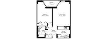 One Bedroom Floorplan at St. Stephen's Tower, Massachusetts