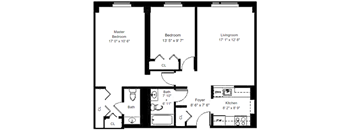 Two Bedroom Floorplan at St. Stephen's Tower, Massachusetts, 01902