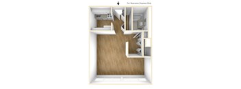 Studio apartment with 1 bath and kitchen