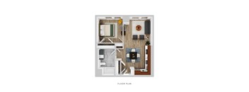 One Bedroom One Bath Floor Plan at The Atwater at Ninth Square in New Haven, CT
