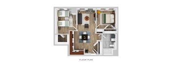 Two Bedroom One Bath Floor Plan at The Atwater at Ninth Square in New Haven, CT