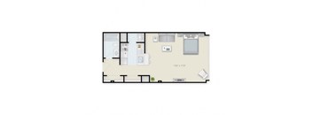 Studio Floor Plan of Ninth Square Apartments, New Haven, CT.