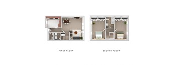 Two Bedroom  Two Bathroom  TH Floor Plan.at The Oak at Island Creek Village, Massachusetts, 02050