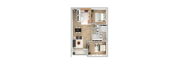 Two bedroom two bath floor plan at Highland Plaza Apartments, Pennsylvania, 15206