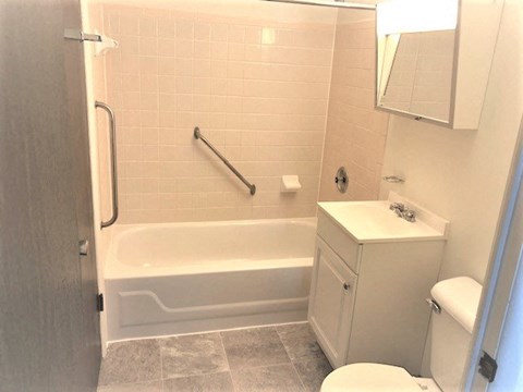Updated Bathrooms with Modern Finishes and Grab Bars. at Montani Towers, Wheeling, 26003
