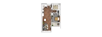 bedroom floor plan an in 1 bed 1 bath at The Elm at Island Creek Village, Massachusetts, 02332