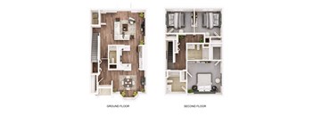 a floor plan of three bedrooms with two bathrooms and two closets at The Elm at Island Creek Village, Duxbury, MA