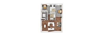 Three Bedroom  Two Bathroom Floor Plan.at The Elm at Island Creek Village, Duxbury Massachusetts