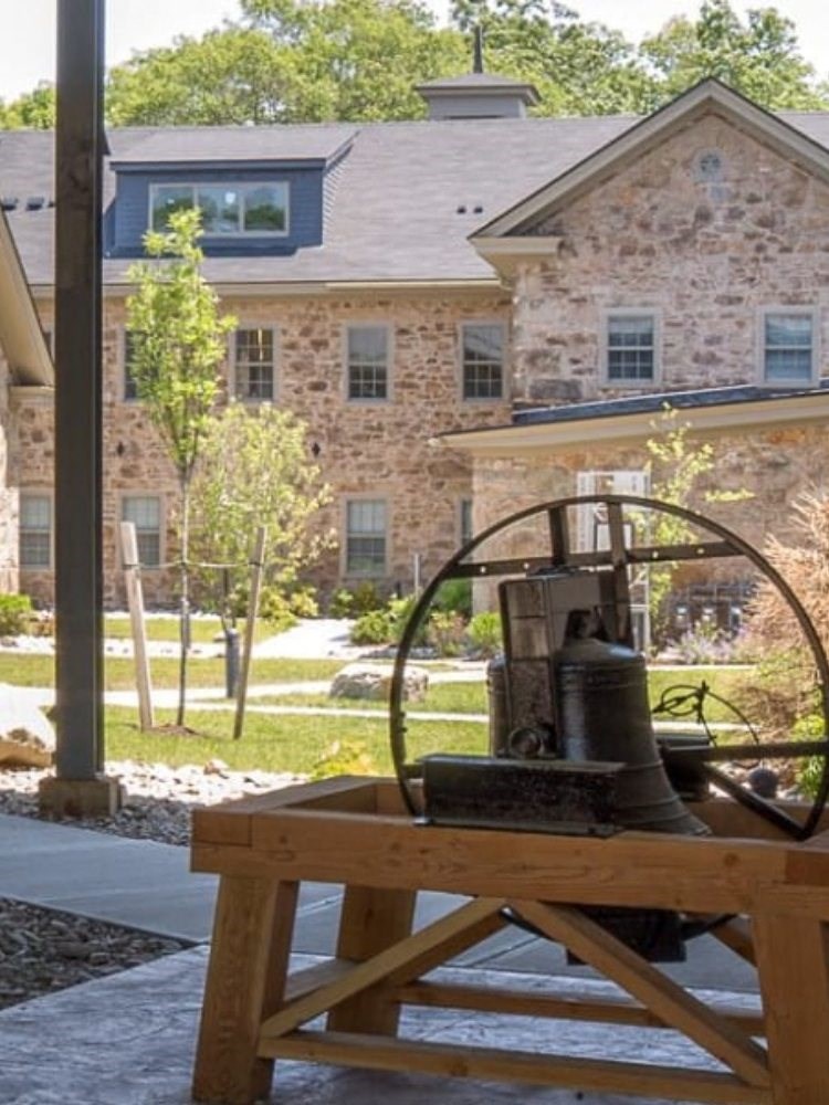 Historical Bell at Ames Shovel Works Apartments, Massachusetts