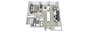 1 bed 1 bath floor plan at Beverly Village for Living & the Arts Apartments, Massachusetts, 01915
