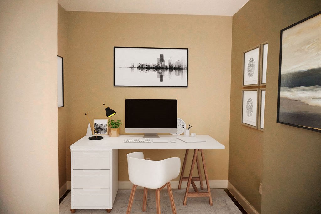 Office Space with Monitor And Desk Wilber School Apartments.