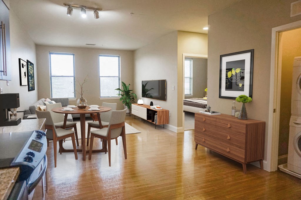 Bright And Open Dining Area With Hardwood Floors.