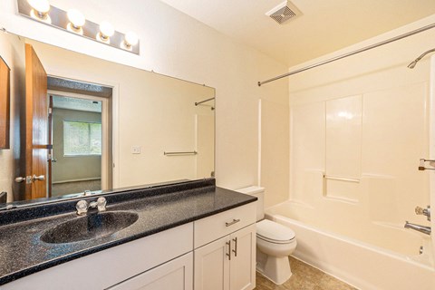 a bathroom with a sink toilet and bathtub