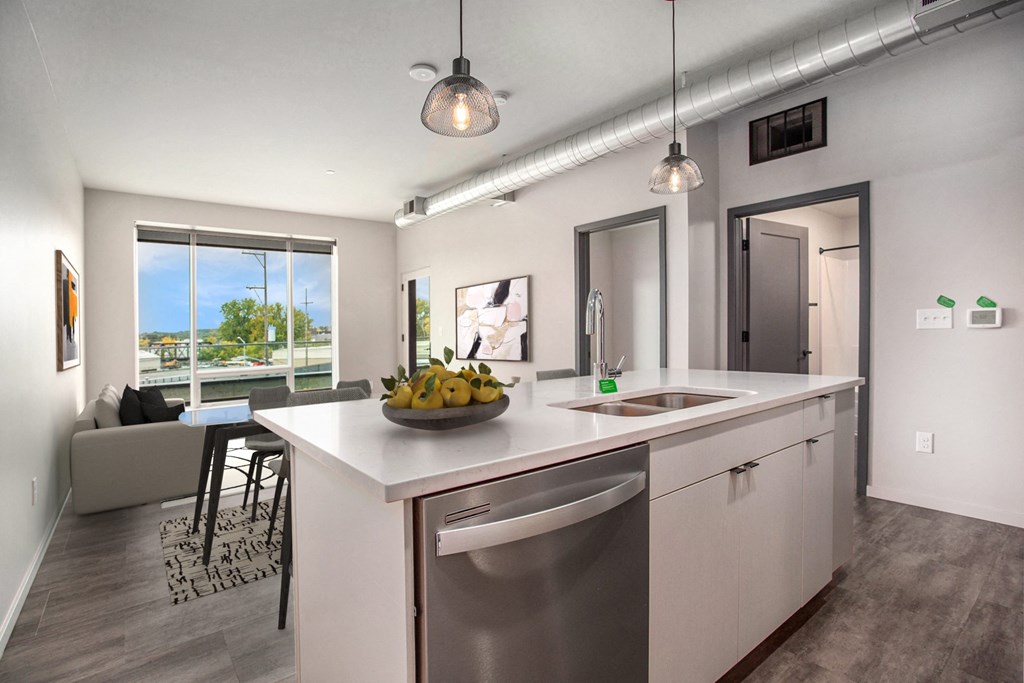 the preserve at ballantyne commons apartment kitchen and living room