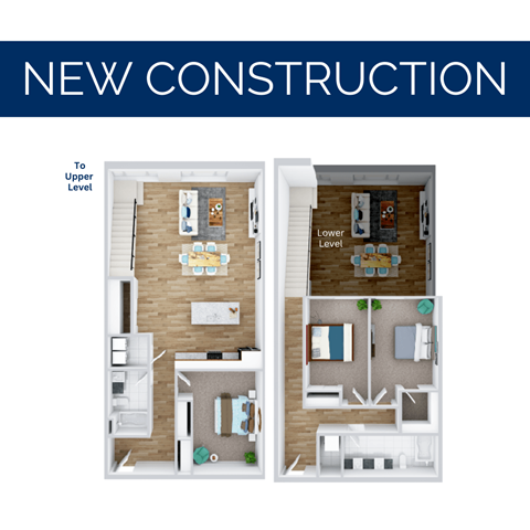 a floor plan of the upper and lower lofts