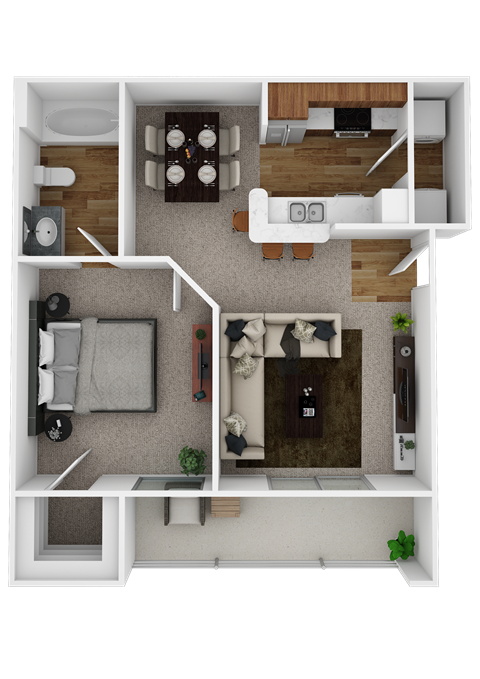 a floor plan of a 1 bedroom apartment at the crossings at white marsh apartments in white marsh