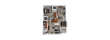 a 3d floor plan of a 1 bedroom apartment