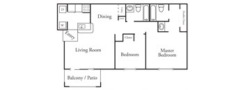 a floor plan of a living room and a bedroom
