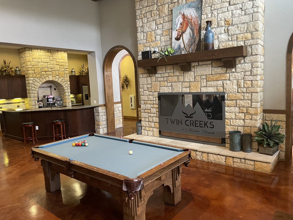 pool table in the clubhouse at twin creek apartments in durham, nc