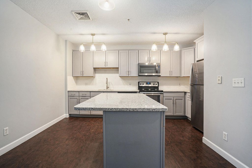 The Lofts Apartments In Grand Rapids, MI Marble Countertop Kitchen and Hardwood Floors