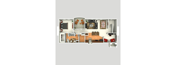 3D Floorplan of 1 Bedroom at Twin Creeks at Alamo Ranch Apartments, Texas
